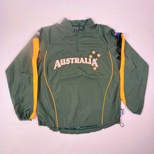 Majestic Windbreaker World Baseball Australia Mens size Medium Green Pullover